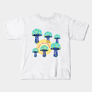 Sunny blue mushrooms Kids T-Shirt